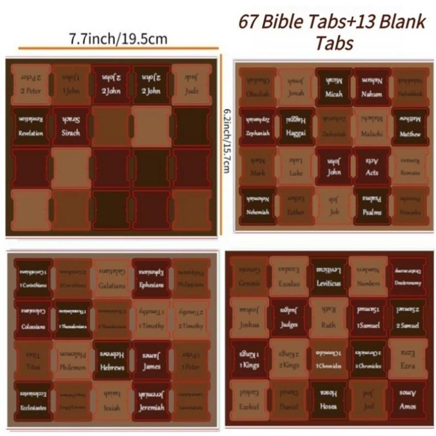 80pcs Thinkor Reposition Laminated Bible Tabs, Adhesive Tabs, Large Print Book Reading Stickers, Book Accessories, Easy to Read and Apply, Earthy, for Men and Women