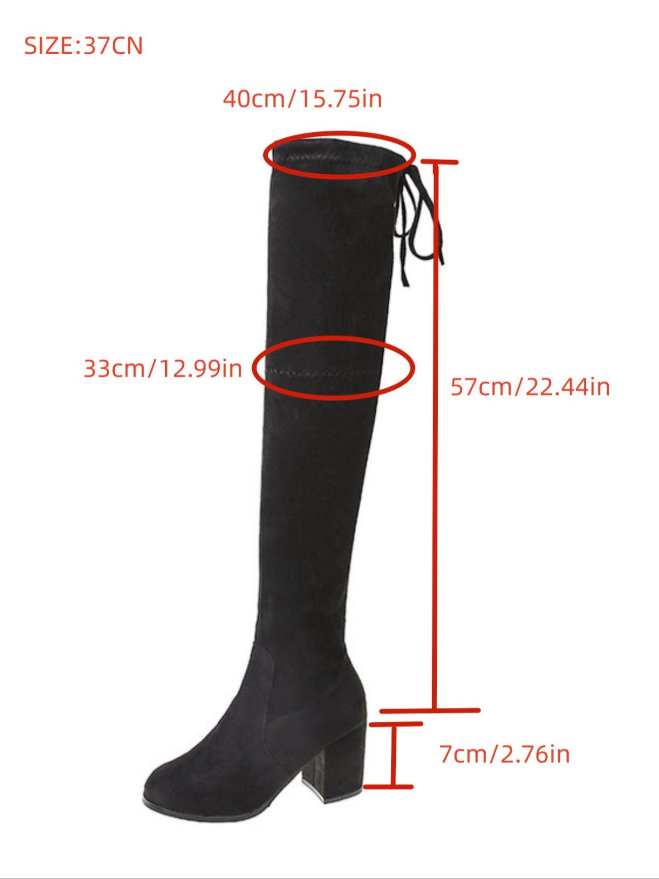 Elegant Solid Color Mid Heel Over-the-knee Boots, Fashion Warm Comfortable Boots for Fall & Winter, Trendy All Match High Heel Boots for Daily Wear