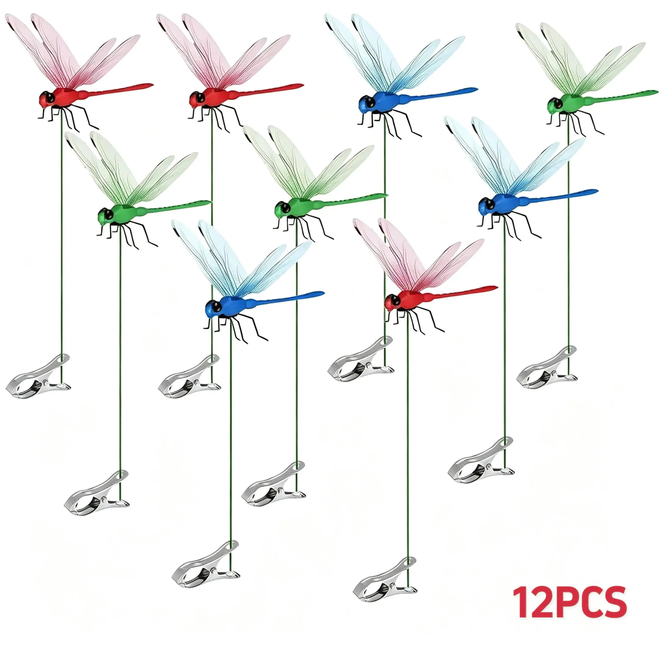 12Pcs PVC+Steel Clip-On Clamps for Fluttering Butterfly Decor/Toy, Realistic Display Clips, Wall Ornament Accessories, Hanging Supplies for Garden Party, Outdoor Kitchen & Home Decor