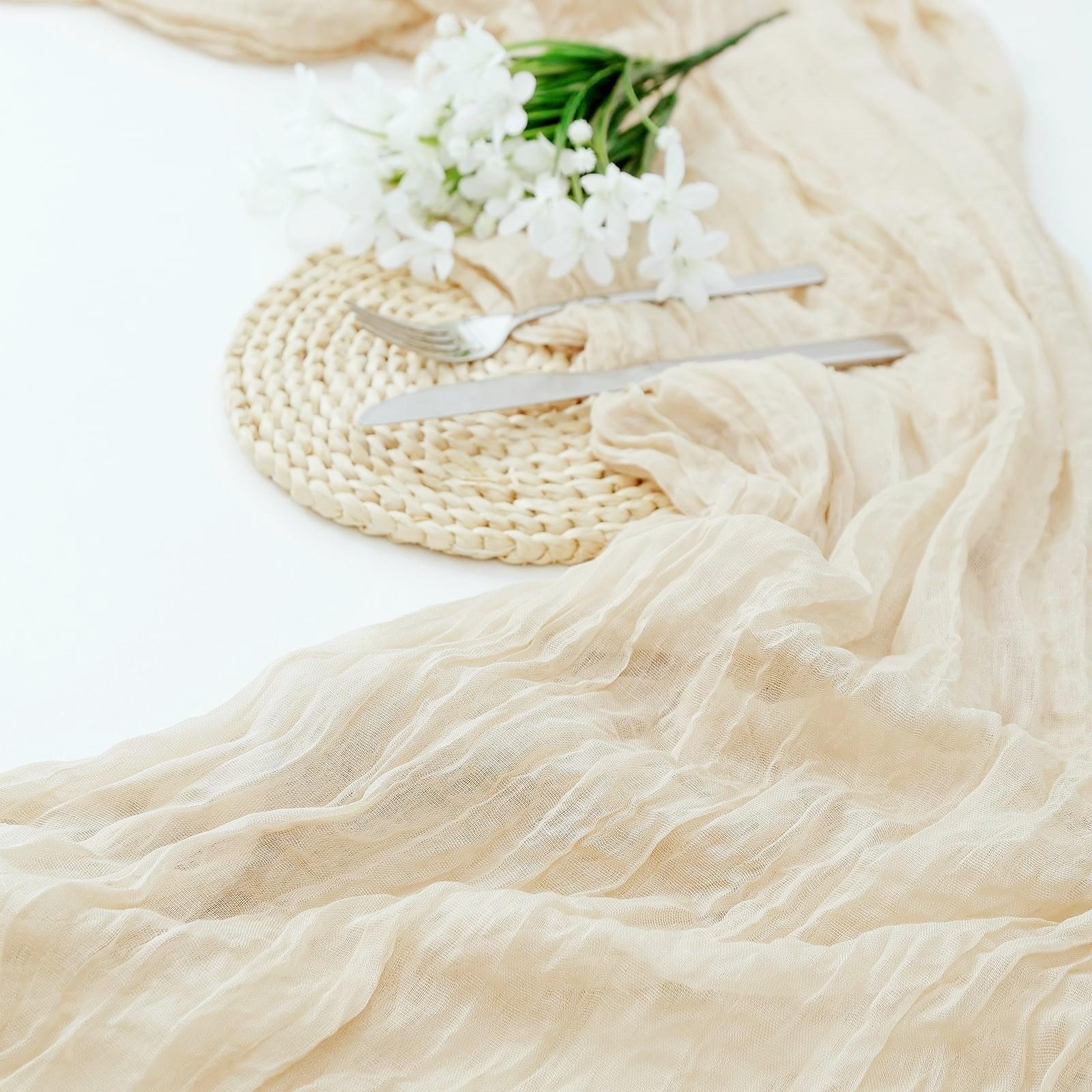 1/6/10pcs Beige Table Runner Bohemian Country-StyBeigele Table Runner, Suitable for Weddings, Baby Baptism Parties and Holiday Decorations