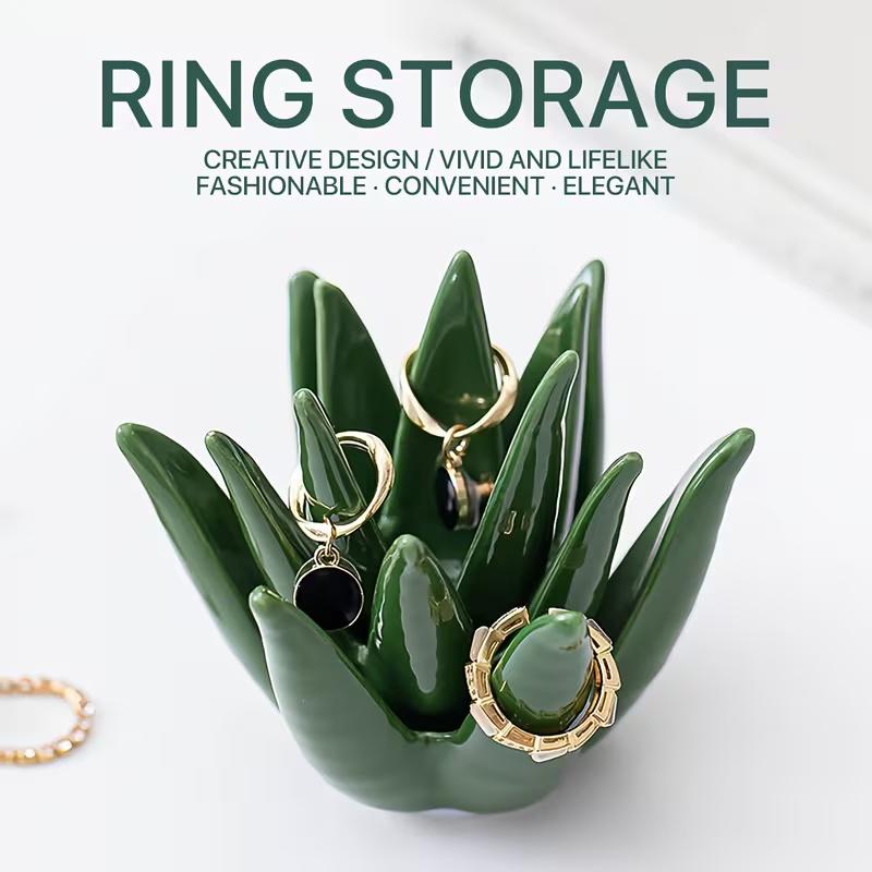 Cactus Aloe Ring Holder Tray, Jewelry Storage Display Stand, Jewelry Holder Organizer, Home Office Desk Decor, Perfect Gift for Women, Friends, Mom, Jewelry Storage Unit