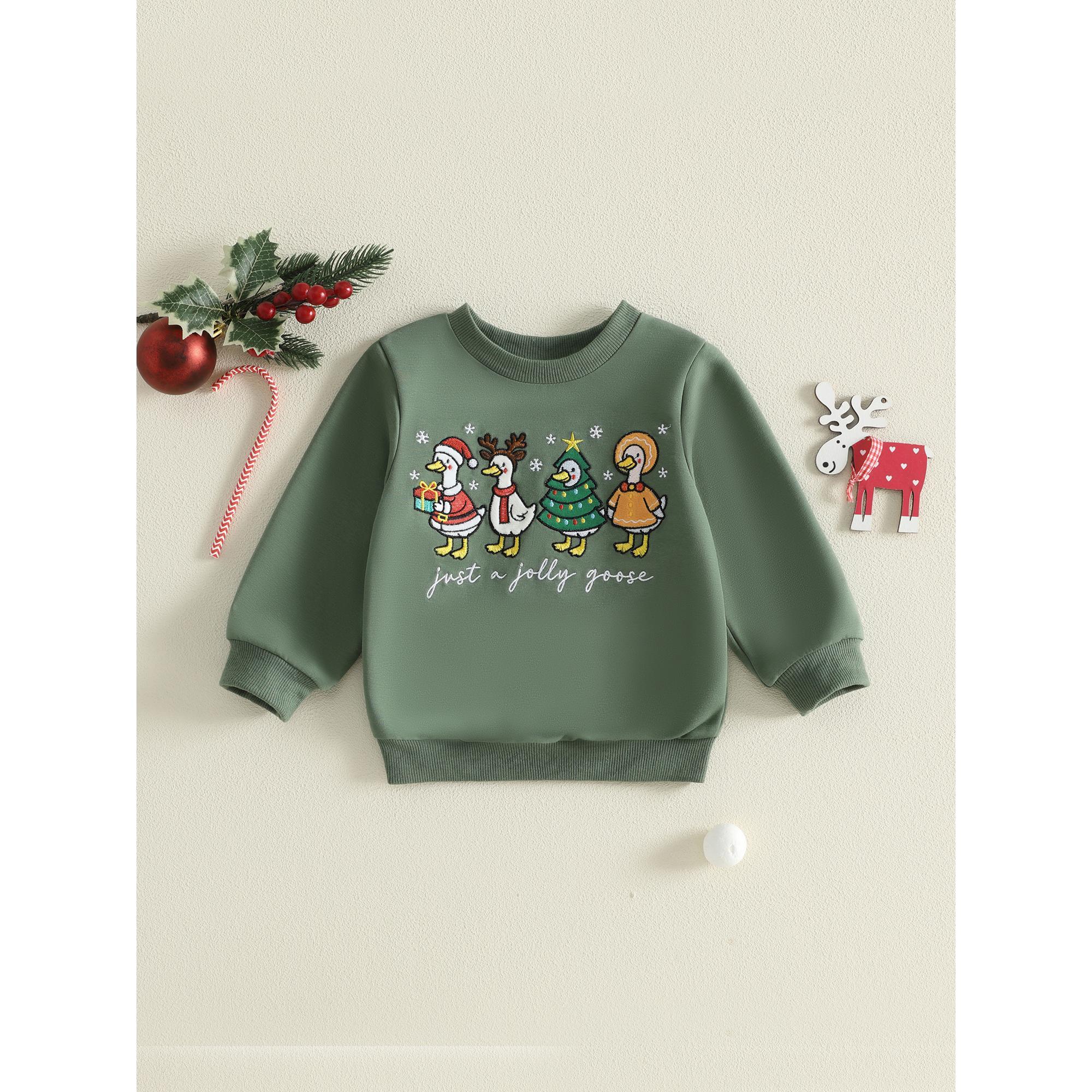 Toddler Baby Little Boy Girl Christmas Sweatshirts Long Sleeve Embroidery Pullover Tops Fall Winter 1-5 Years