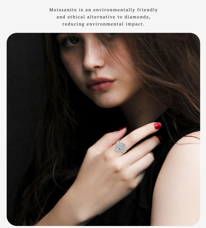 Moi Mart Eternal 2CT Marquise-Cut Synthetic Moissanite Wedding Ring, S925 Sterling Silver Bridal Jewelry Set, Perfect gift for Engagement, Anniversary, With gift box