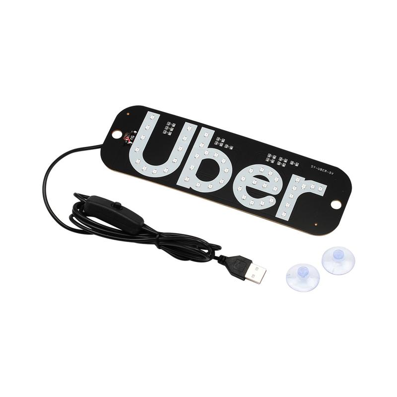 Uber Taxi Car Windshield LED Sign Light, USB Panel Sign Indicator Light with Suction Cup, Vehicle Accessories for Car, Taxi, Truck