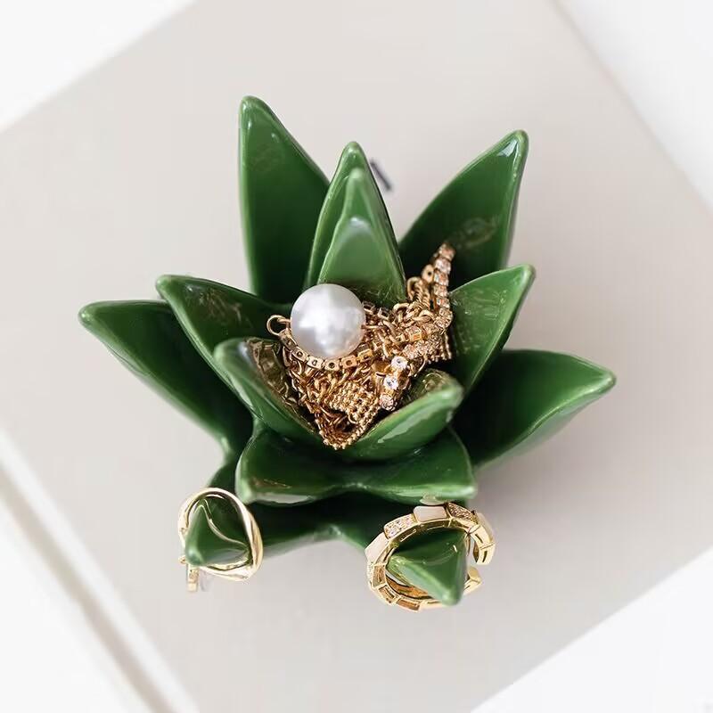Cactus Aloe Ring Holder Tray, Jewelry Storage Display Stand, Jewelry Holder Organizer, Home Office Desk Decor, Perfect Gift for Women, Friends, Mom, Jewelry Storage Unit