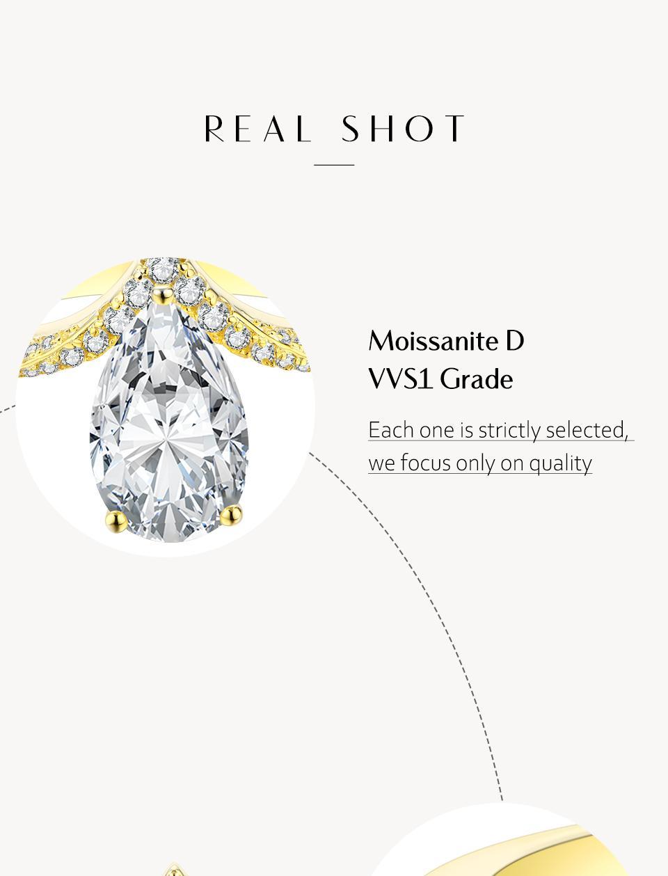 Pear Cut Synthetic Moissanite Ring 3CT D Color  VVS1  for Women Anniversary Gift Fine Jewelry R056