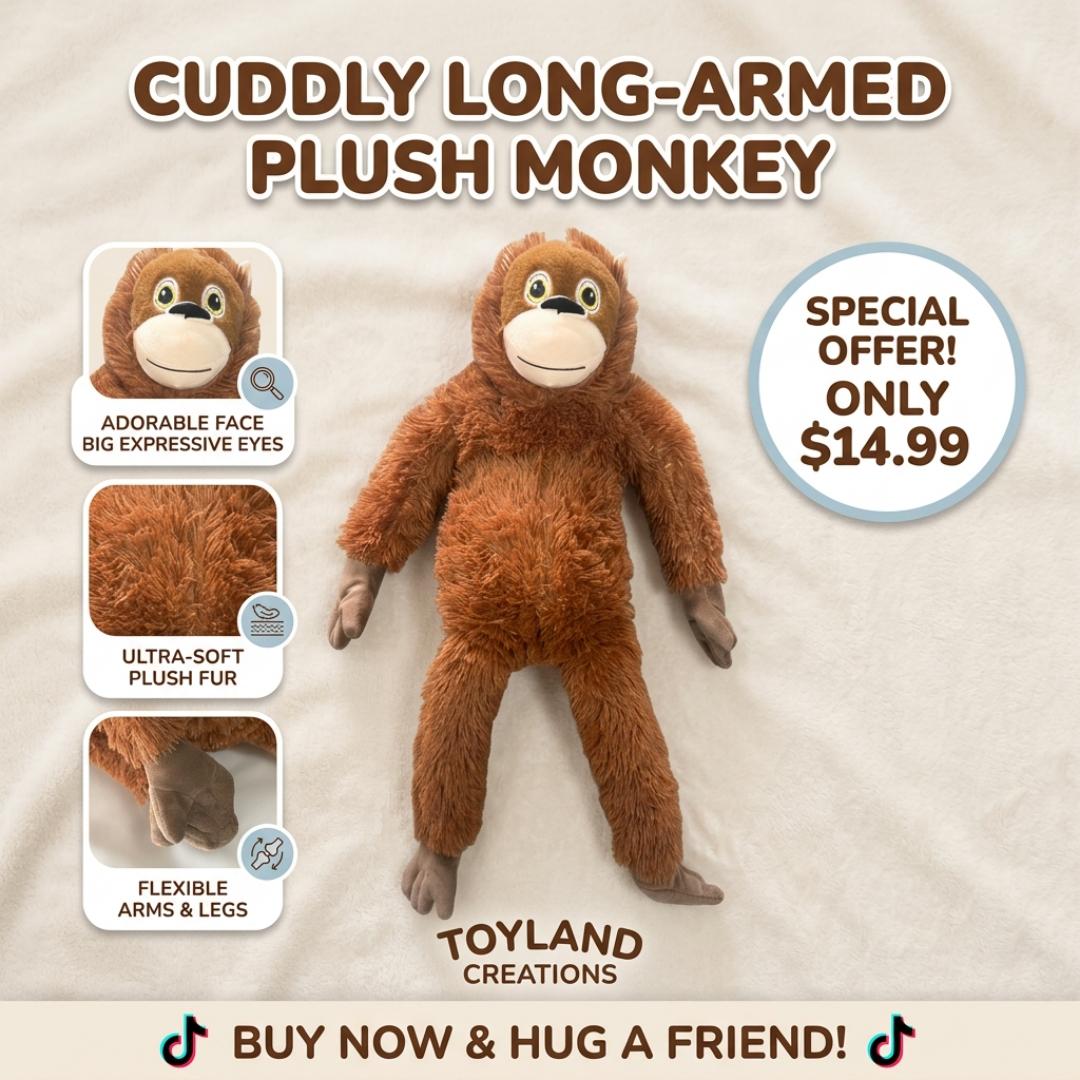 60cm/44cm Jungesku Gorilla Monkey Plush Toy, Gibbon Pillow—Cute Gorilla Plush, Fun and Creative Monkey Pillow, Children's Sleep Companion, Comfort Doll, Birthday Gift