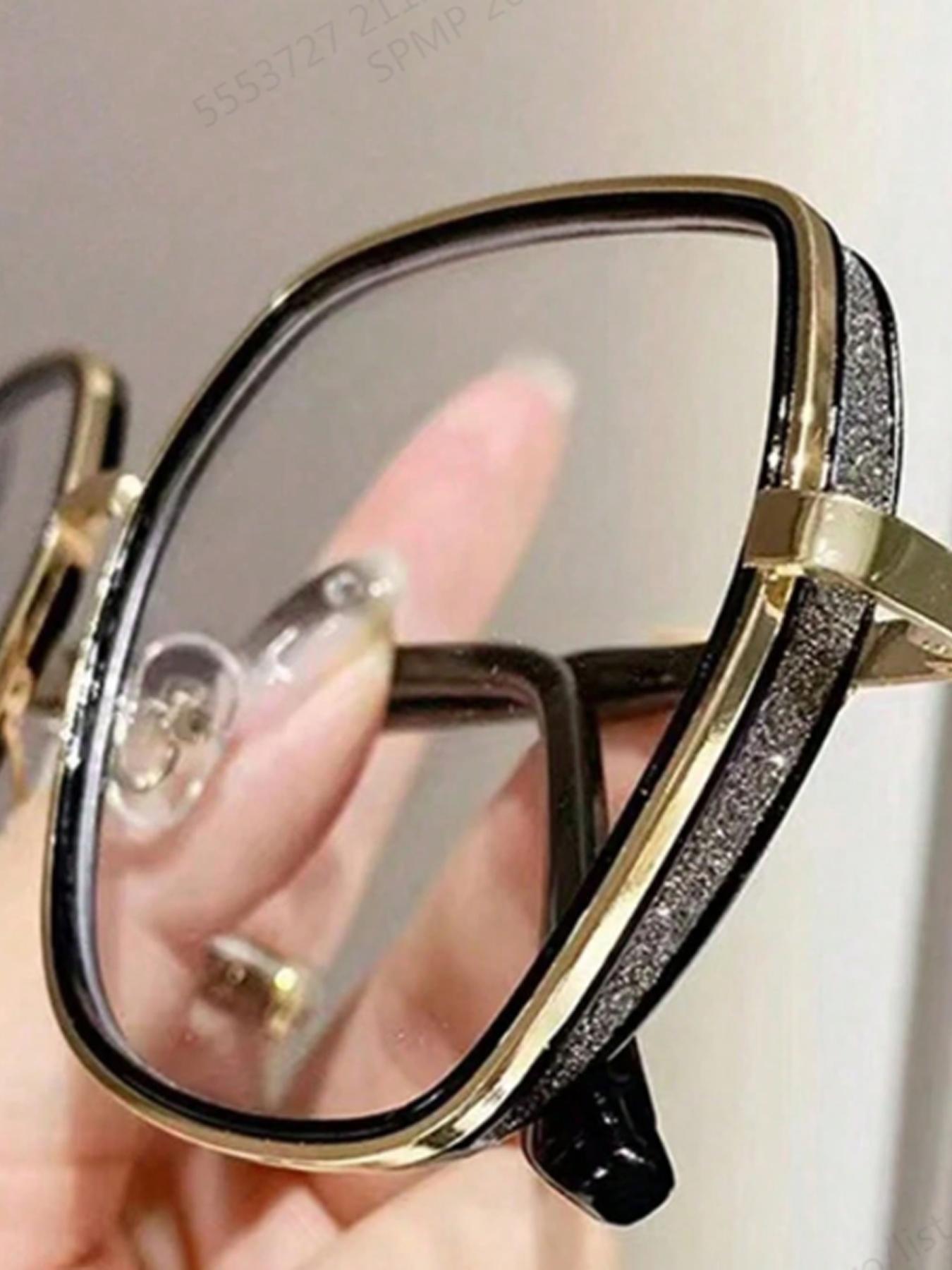 Simple Anti-blue Light Eyeglasses for Everyday Use, Large Square Frame Fashion Eyeglasses for Women & Men, Fashion Eyeglasses for Work, Daily Clothing Decor, Lightweight Eyeglasses, Casual Eyeglasses