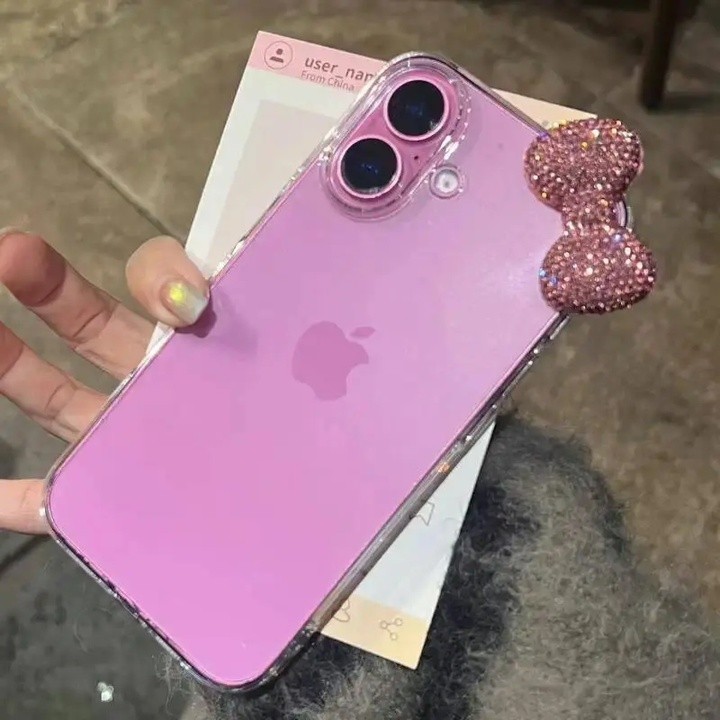 Luxury Bling 3D Diamond Bowknot Phone Case For iPhone 17 16 15 14 13 12 11 Pro Max X XS XR 7 8 Plus Mini Lovely Soft Clear Cover