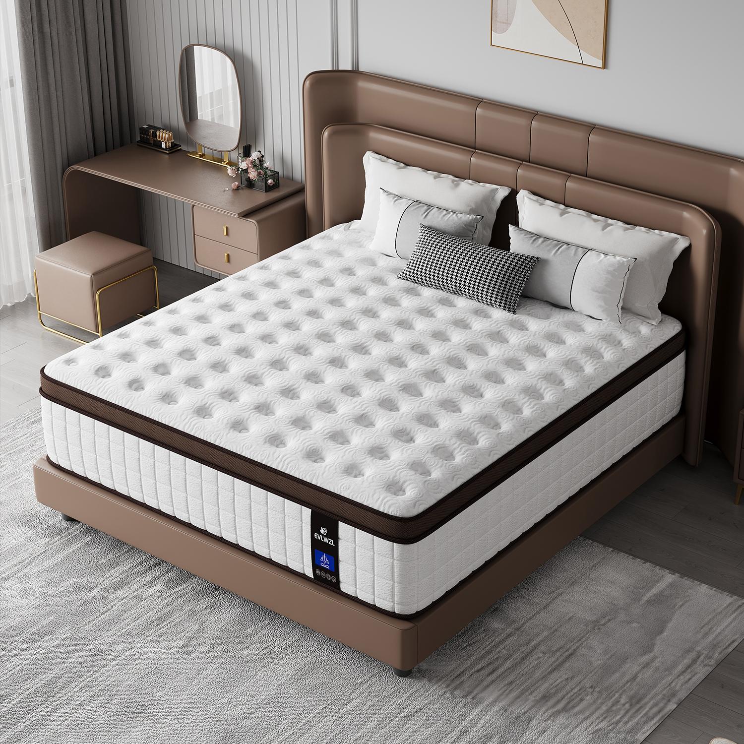【miyedao】8/10/12/14 Inch Twin, Full, Queen, King Mattress Memory Foam And Spring, Hybrid MattressMedium Firmness, Lumbar Support, For Home Rooms Hotels, Boxed Halloween ChristmasGift Furniture Ergonomic mattress queen size mattress