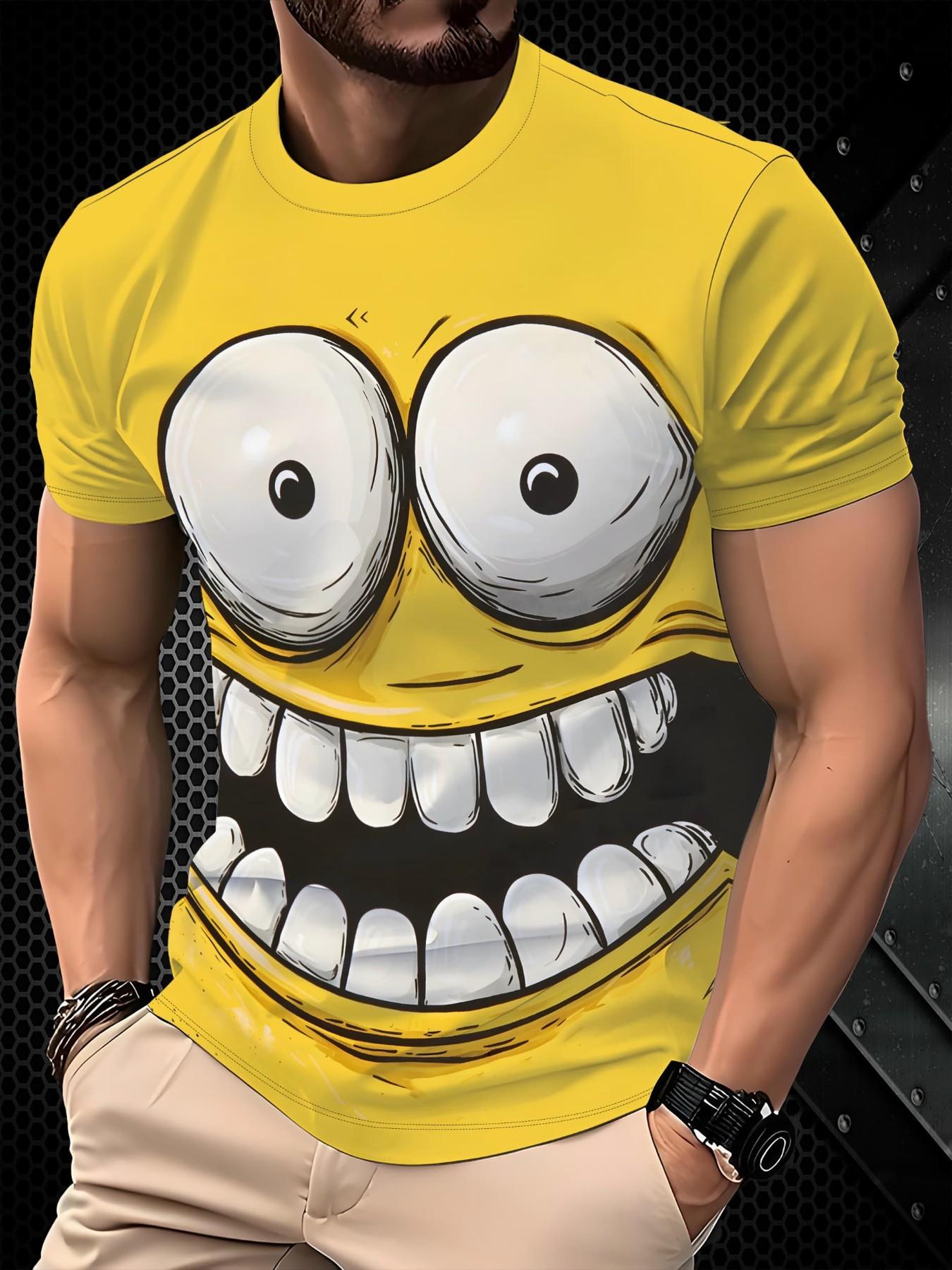 American Style Parent-Child Cartoon Print T-Shirt, Summer New Simpson Design, Loose Breathable Short Sleeve Top, Casual Outdoor Wear