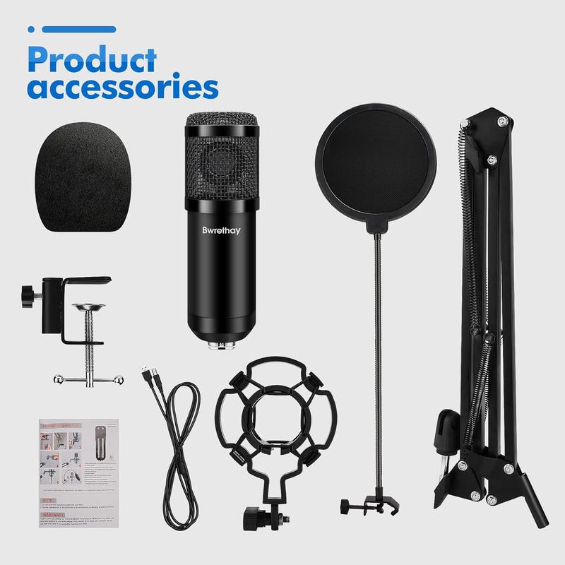 USB Gaming Microphone PC,Professional Cardioid 192kHz/24Bit Plug & Play Mic Recording Microphone Kit with Advanced Chipset,for Streaming, Podcast, Studio and Singing