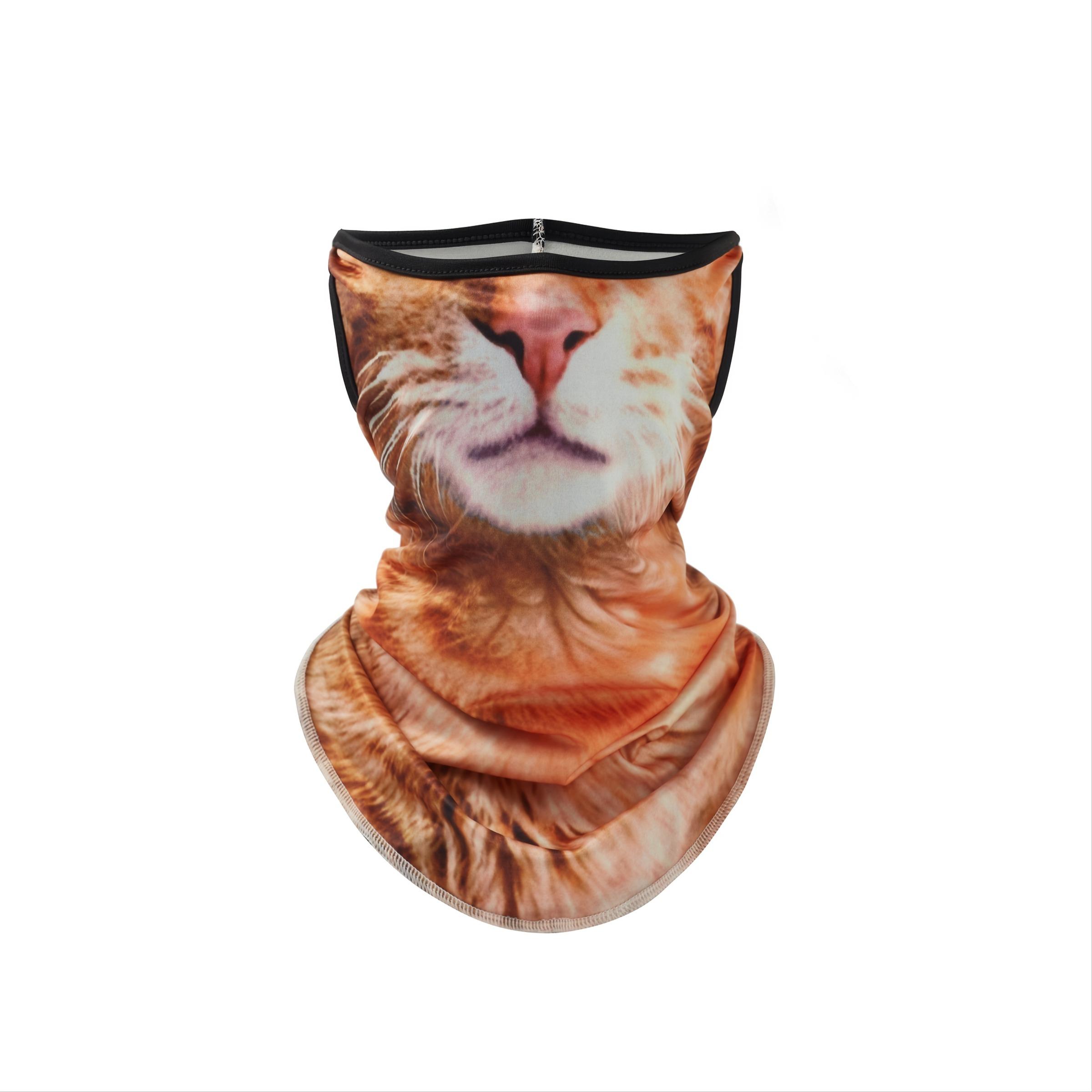 Summer Cycling Motorcycle Sun Protection Face Mask, 3D Animal Cat Design, Breathable Full Face Cover, Hooded Ear Hanging