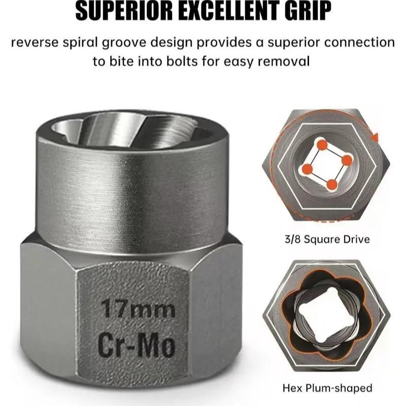 13-Piece Bolt Extraction Kit, Impact Bolt Nut Remover Set, Easy Removal for Rusty Frozen Bolts, Drilling Machine Use