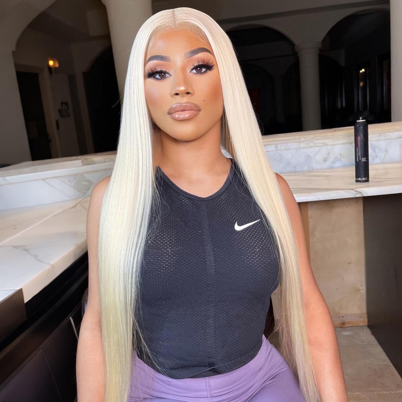 [26 Inch Only $139] STERLY 250% Density #613 Blonde 13x6 Long Straight Full Lace Frontal Body Wave Wigs Fashion Color blonde Wig Smooth HD Transparent Lace Front Wig