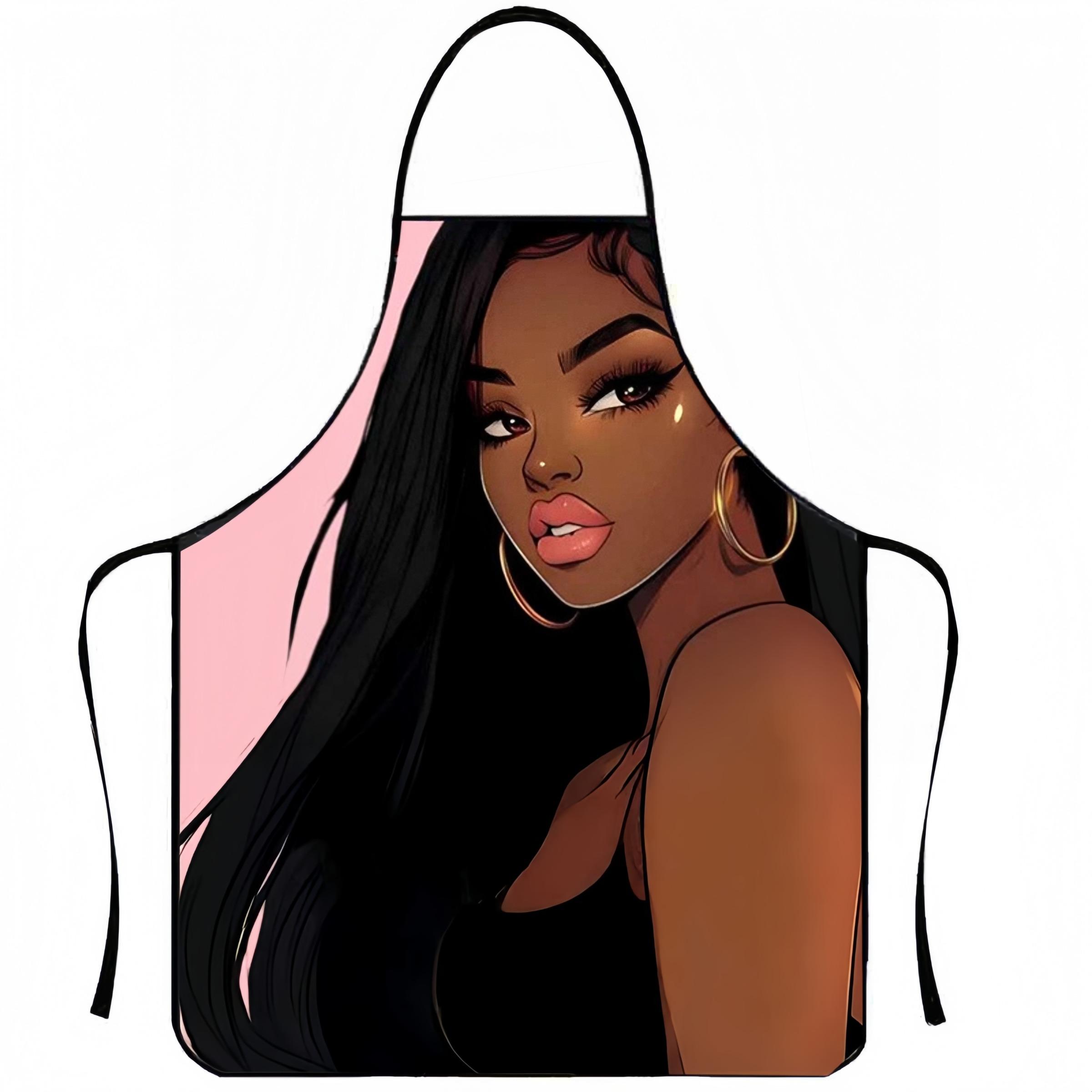 Polyester Butterfly Black Girl Pattern Apron, 1 Count Funny Unisex Cooking Apron, Christmas Gift, Winter Apron for Women,Thanksgiving Gift,Nails Design Tool, Christmas Decorations,Nail Tech,Nails Art,Nails Ideas