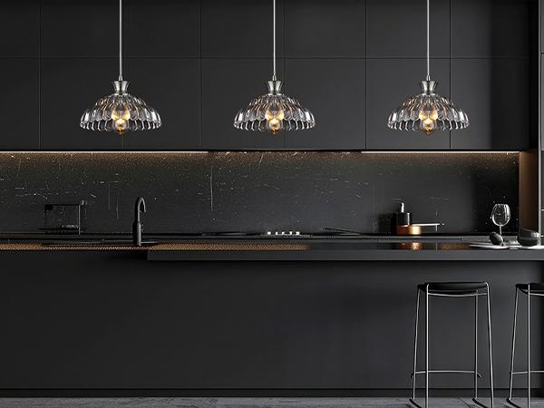 Modern Glass Pendant Lights Kitchen Island, 11.8" Glass Light Fixtures Brushed Chrome Flower Vintage Lighting Glass Ceiling Chandelier for Dining Living Room Restaurant Bedroom Foyer Entryway