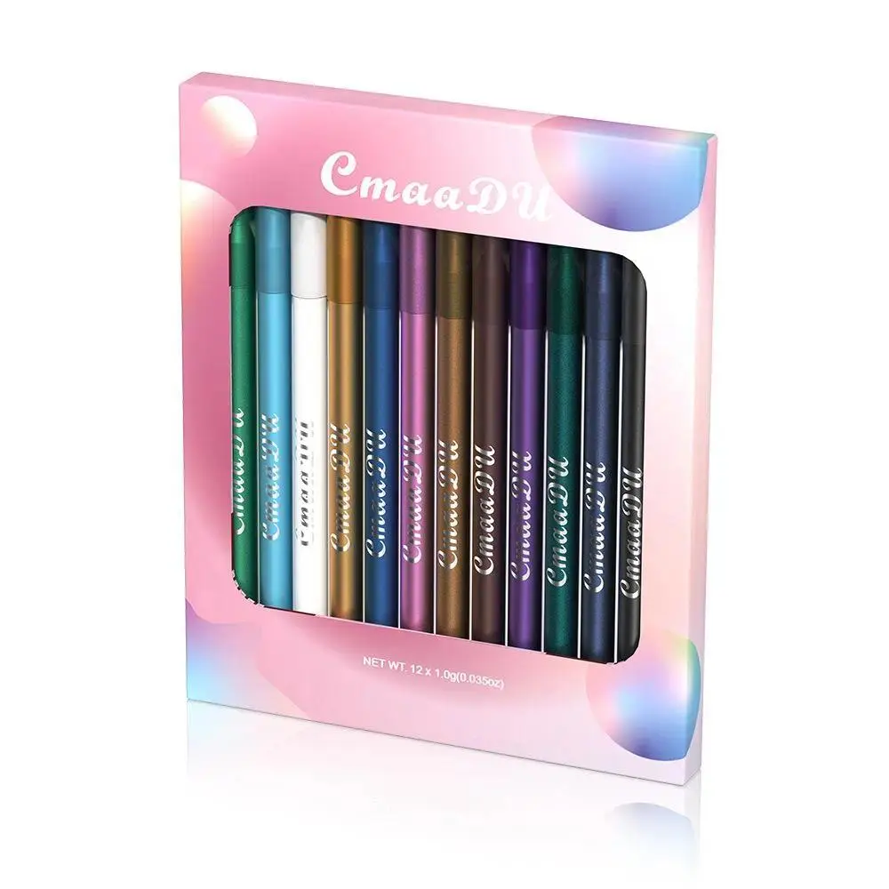 CmaaDu 12-Color Eyeliner and Lip Liner Set, 12-Piece Easy-Color Eyeliner Pencil Bundle, Multi-Use Lip and Eye Makeup Tool for Women and Girls