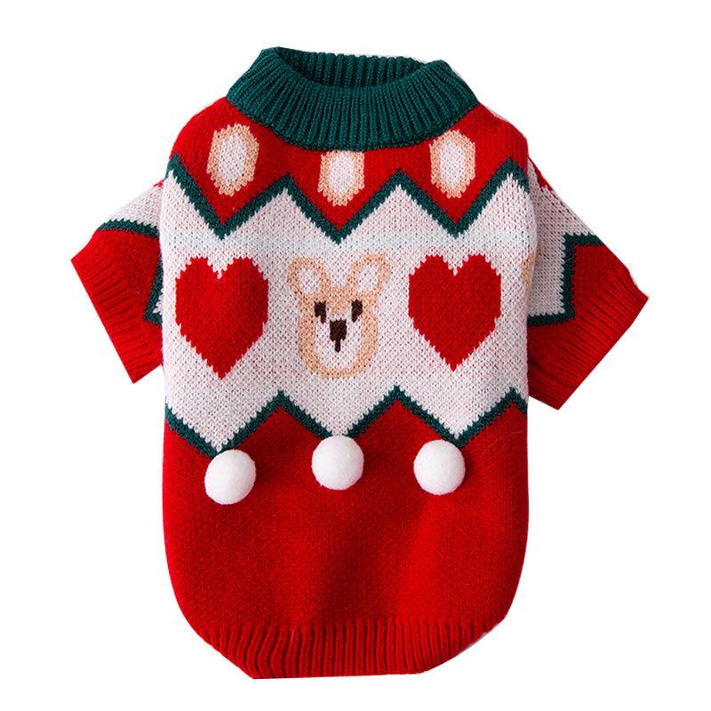 Autumn Winter Dog Clothes New Year Christmas Bear Pullover Sweater for Teddy Bichon