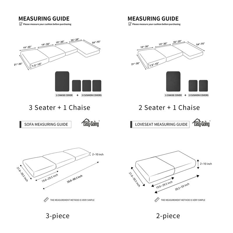 Easy-Going Stretch Cushion Covers for Sectional Sofa Left/Right L Shape Chaise Lounge Sofa Seat slipcover Anti-Slip Sofa Cover Soft
