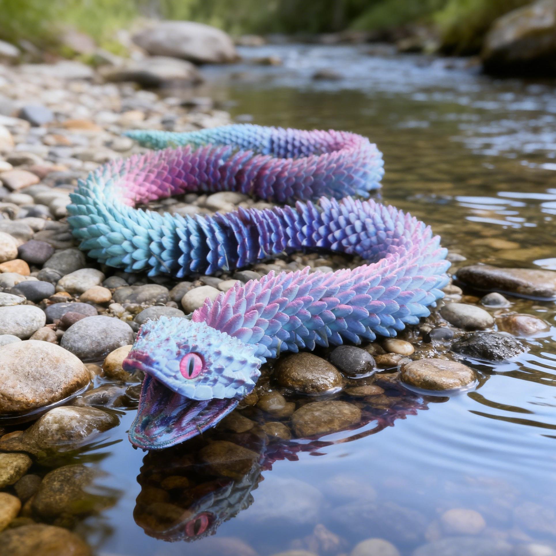 3D Printed Python Model 110cm/43.31inch, Creative Snake Decoration with Realistic Eyes, Home Decor, Creative Modern Decoration, Indoor Outdoor Use, Lifelike Design, Interior Decoration Accessories