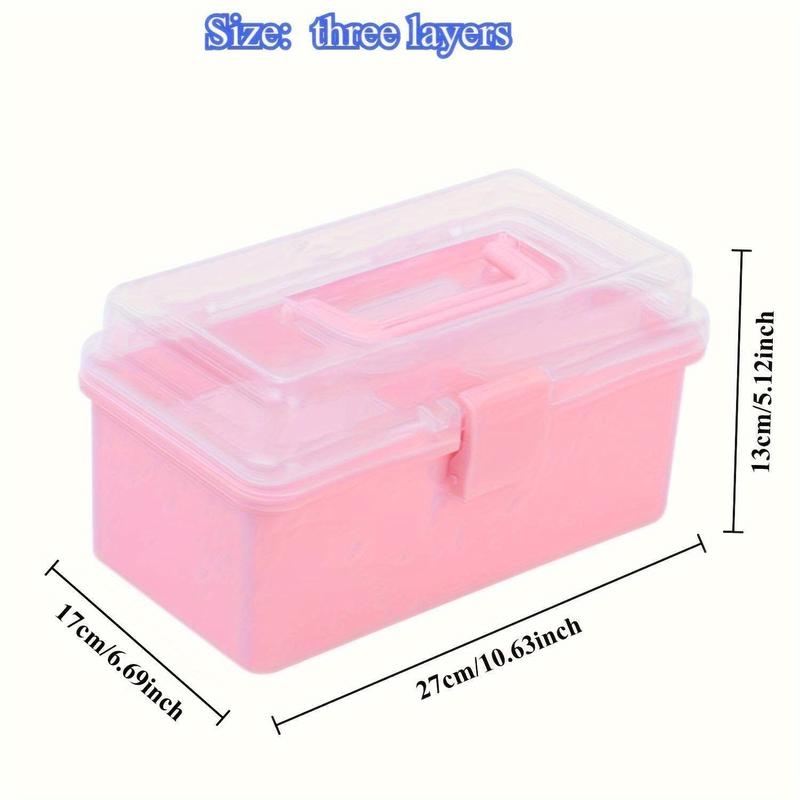 3-Tier Multilayer Storage Multi-Functional Large Capacity Storage Box, Transparent Foldable Organizer with for Nail Art, Stationery, Jewelry, Sewing Tools, Stackable Durable Plastic for Crafts and Home Organization, Multi Grids Organizer