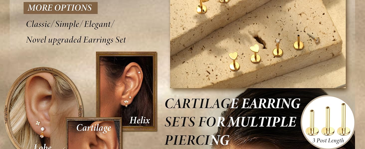 LOLIAS 14K Gold Filled Nose Studs 316L Surgical Steel Gold Nose Rings Studs 6A CZ Simulated Diamond Corkscrew L Shaped Nose Piercing Hypoallergenic Nose Rings for Women Men 20G