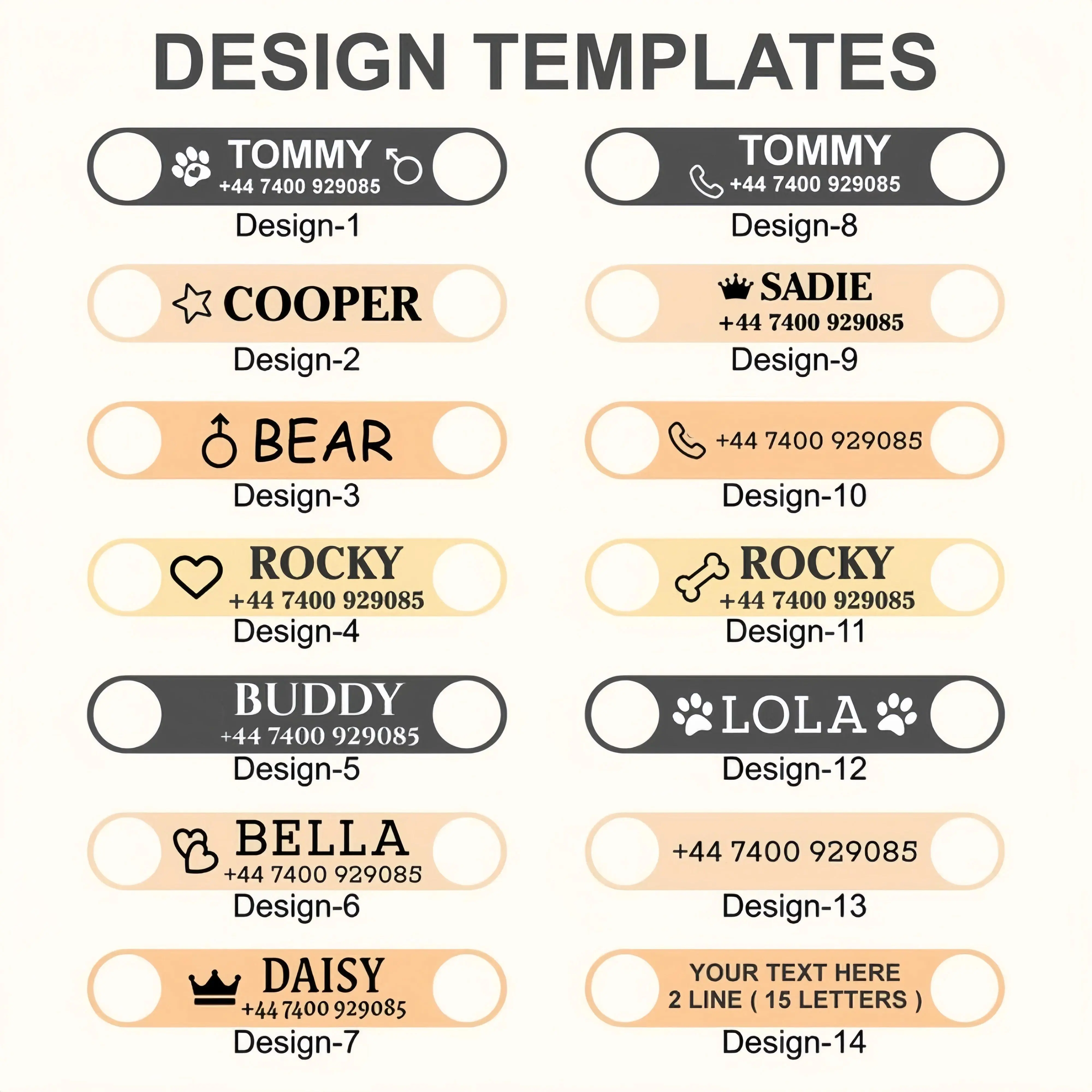Dog Collar PU Leather Engraved - Customized with Name, Unique Gift for Dog Lovers, Adjustable Puppy for Small Medium Large Breed