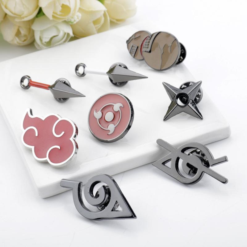 8Pcs/Set Anime Cartoon Enamel Brooch Red Cloud Sharingan Metal Pin Backpack Clothes Lapel Pin Jewelry Jewelry Gift