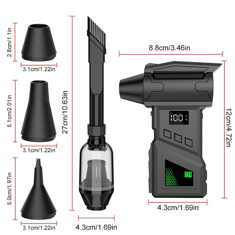 Brushless Turbine Mini Hair Dryer, Five-Speed Adjustable, Rechargeable, Portable Electric Fan, Ideal for Car, Computer, Home, Outdoor Use
