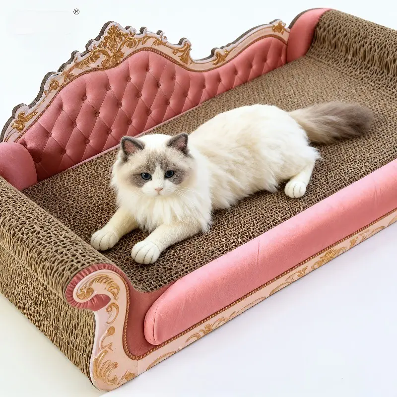 Upgraded All-in-One European-Style Ornate Large Cat Scratching Board - Durable and Debris-Free Cat Claw Scratcher, Cat Sofa Cat Bed Cat Scratching Board, A Must-Have High-Value Cat Claw Sharpening Toy for Cat Owners, New Process Scratch-Resistant