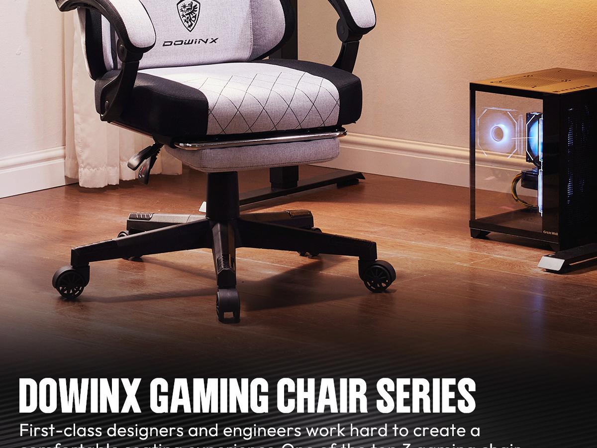 Dowinx Lumbar Massage Support office game Chair, foot pedal ergonomic chain, spring cushion fabric 300 LBS