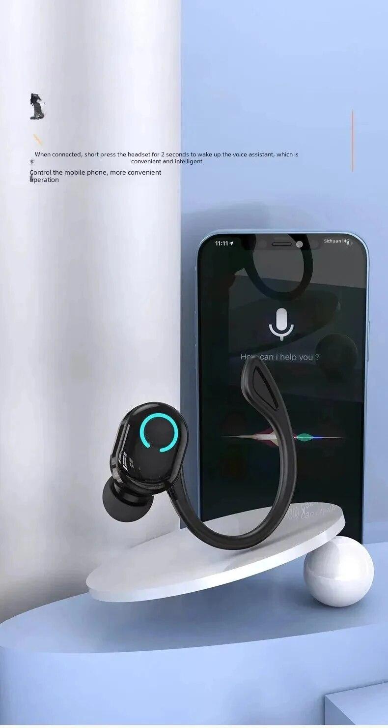 premium audio headset volume Bluetooth 5.2 Wireless Headset Single Ear-Hook Earplugs Ultra Long Battery Life Business Earphone Mobile Phone Headphone Earbuds adjustable