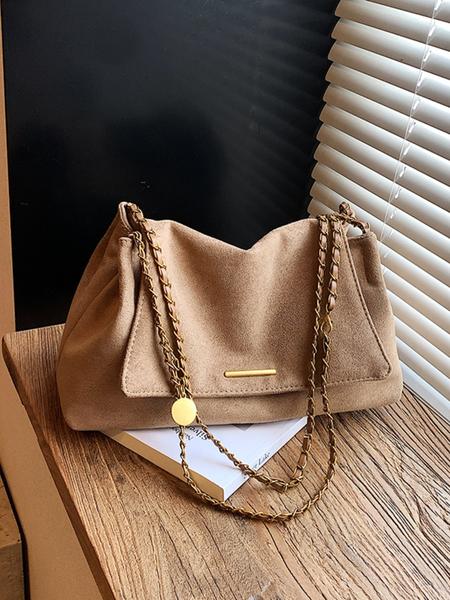 Women's PU Velvet Handbag, Retro Style Large Capacity Shoulder Bag, Magnetic Closure, Ideal for Office, School, Work, Travel, Outdoor