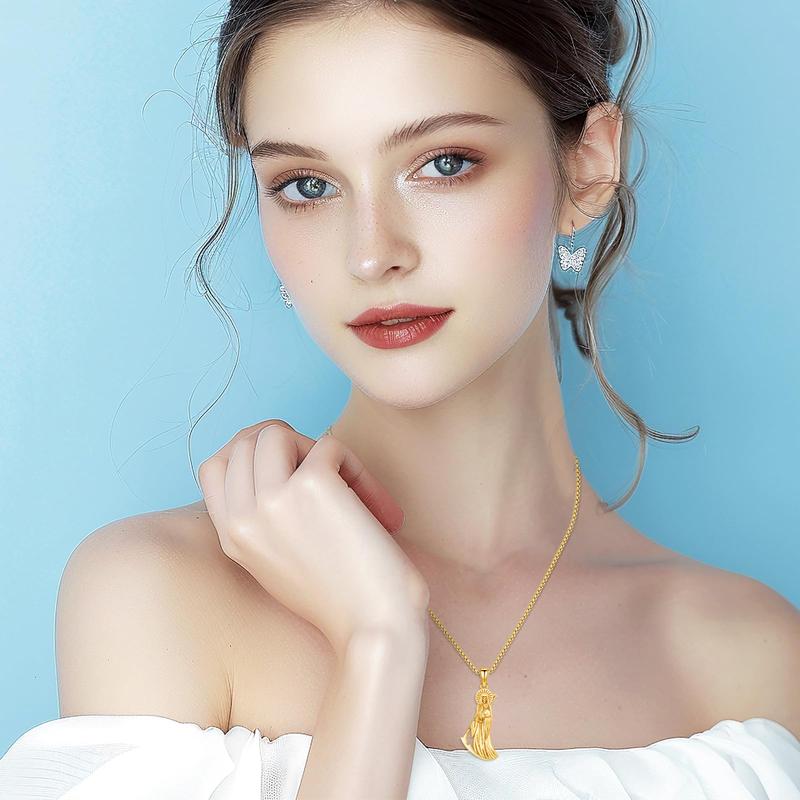 Thanches Santa Muerte Necklace 925 Sterling Silver Pendant Holy Death Goddess Amulet for Protection Sickle Jewelry for Men Women Perfect Holiday Accessory Gift Handcrafted Piece