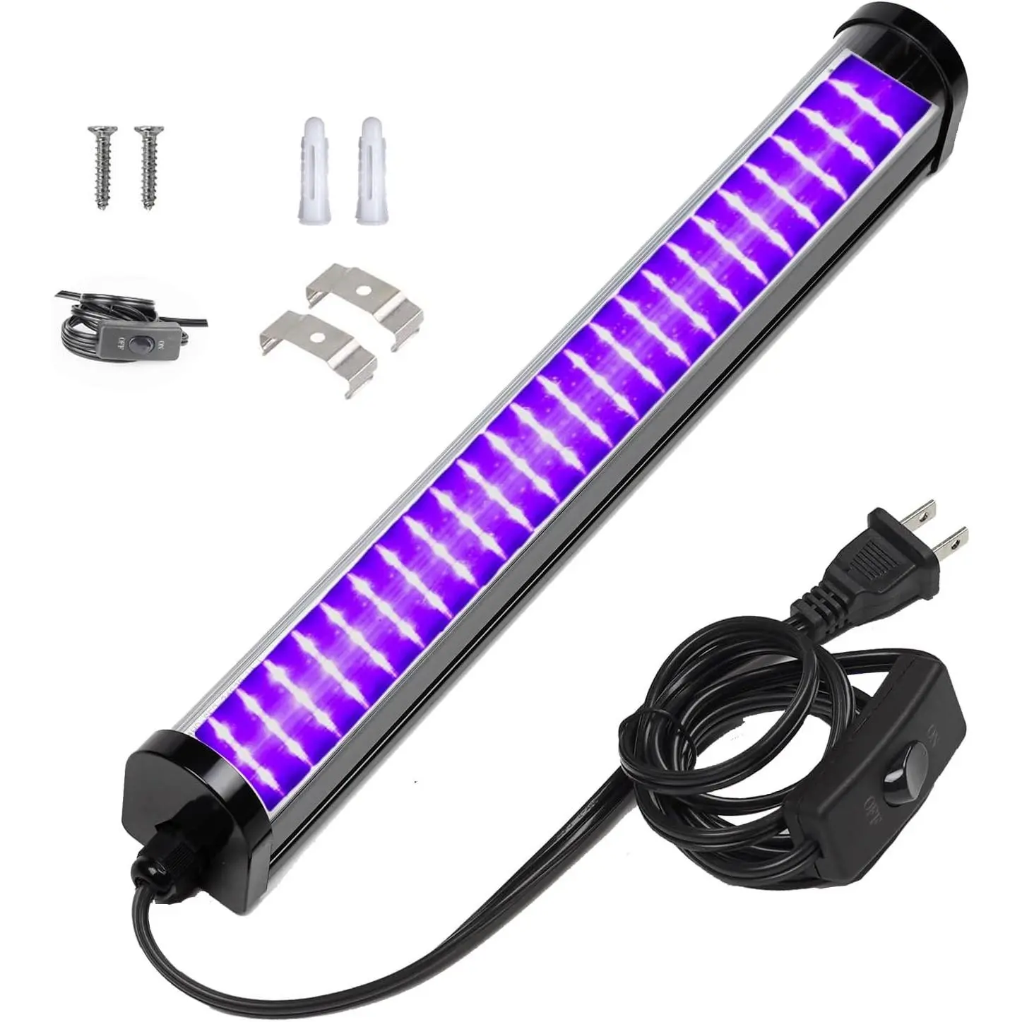 25W Portable UV LED Black Light Bar with Plug, Switch, 5ft Cord, Glow in The Dark Party Supplies for UV Poster, Halloween, Wedding Stage Lighting, Room, Body Paint, Urine Detection