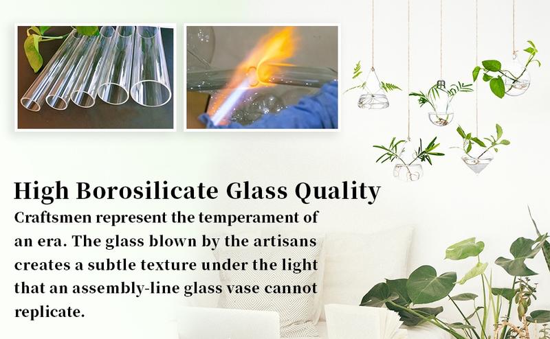 Nuptio Set of 5 Hanging Modern Planters, Glass Terrarium, Plant Propagation Stations Hydroponic Wall Vases for Air Plants Flowers Indoor Window Home Decor