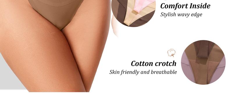 6-Pack Women's V-neck High-Waist Seamless Thong Panties NoShow, Stretchy, Soft & Breathable Underwear;Comfortable Minimalist Lingerie for days comfy underwear Bikini lenceriastylish cotton Bottom undies sexy