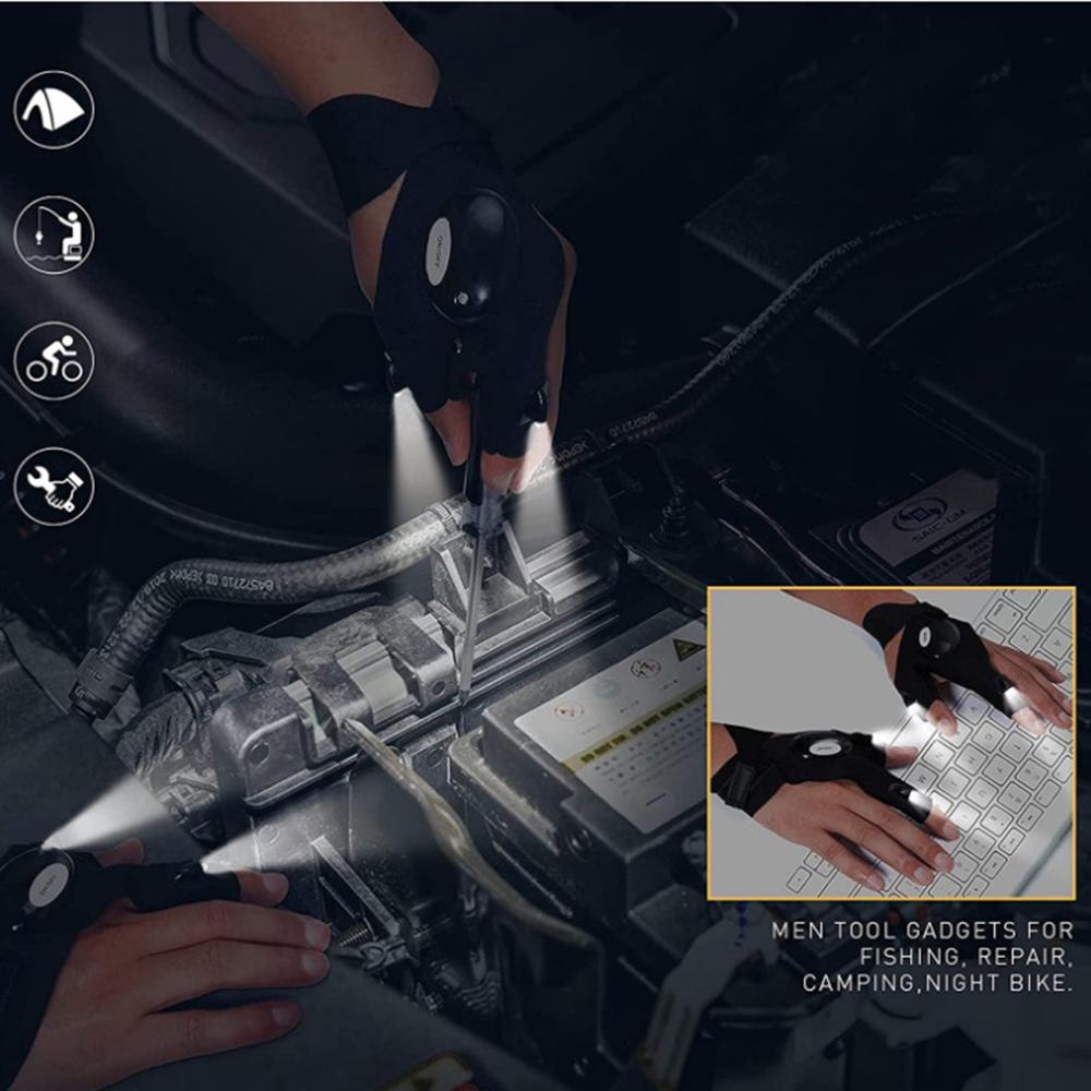 LED glove flashlight, luminous fishing gloves, emergency maintenance lighting gloves finger lights