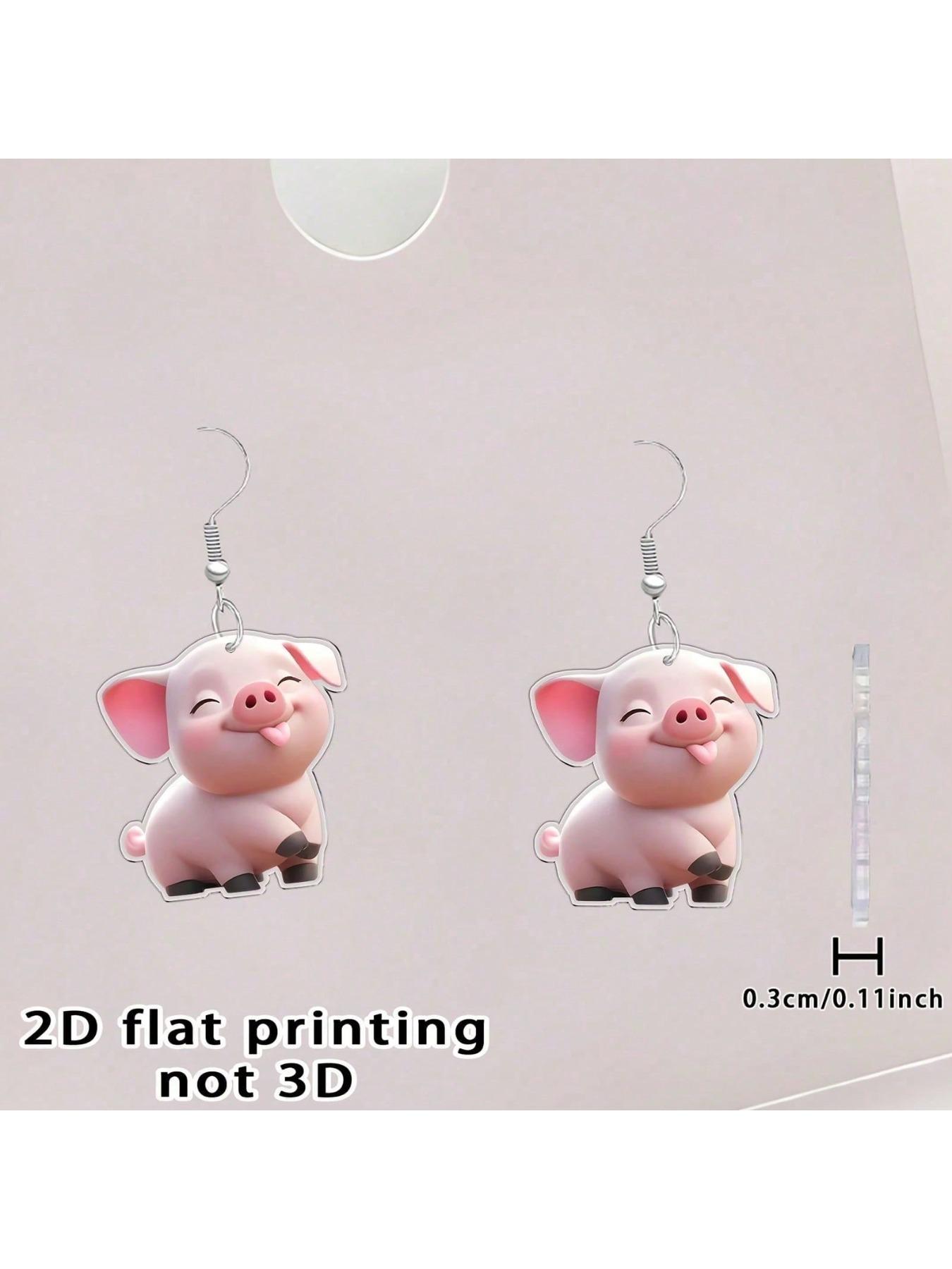 classic acrylic earrings -1 pair, cute pink pig design, elegant animal themed accessory, suitable for Christmas, Thanksgiving, birthdays, anniversaries, Mother's Day gifts, unique earrings