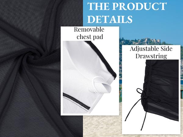 VIMPUNEC Women Sexy One Piece Swim Dress Tummy Control Swimsuits One Shoulder Mesh Bathing Suit Skirts