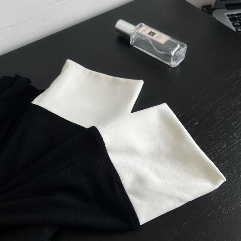 Korean Chic Design Fake Two Pieces Long Sleeves Shirt Women Spring 2025 New Elegant All Match Slim Fit Base Tops Office Clothes