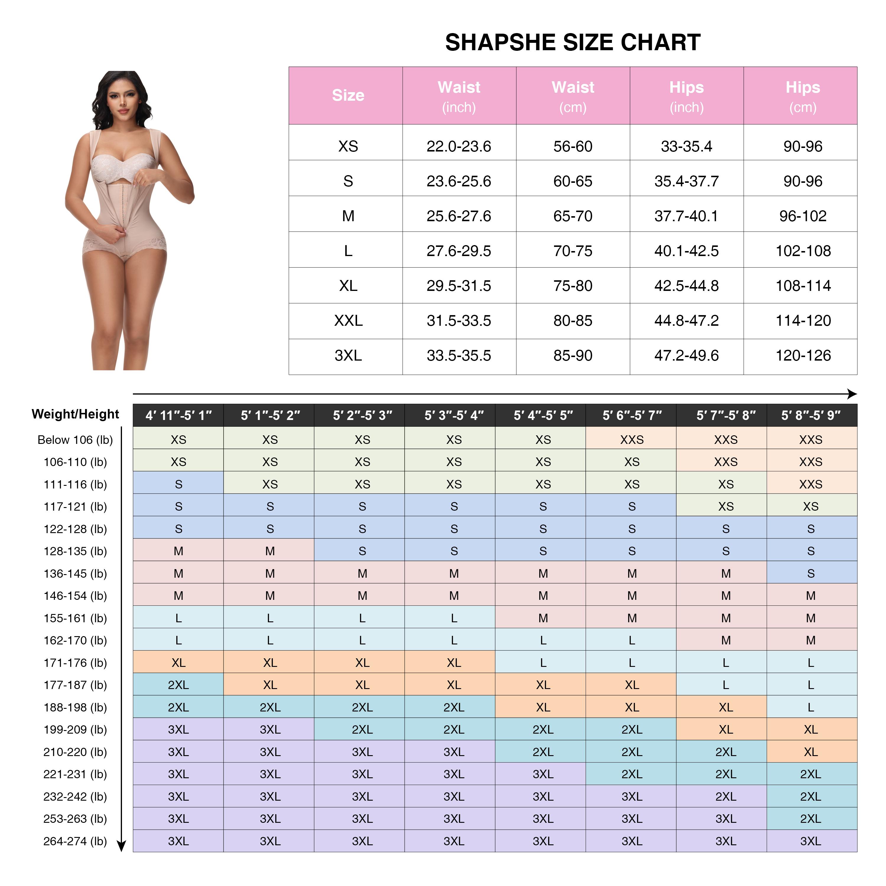 SHAPSHE Shapewear for Women Tummy Control Bodysuit Waist Shapewear