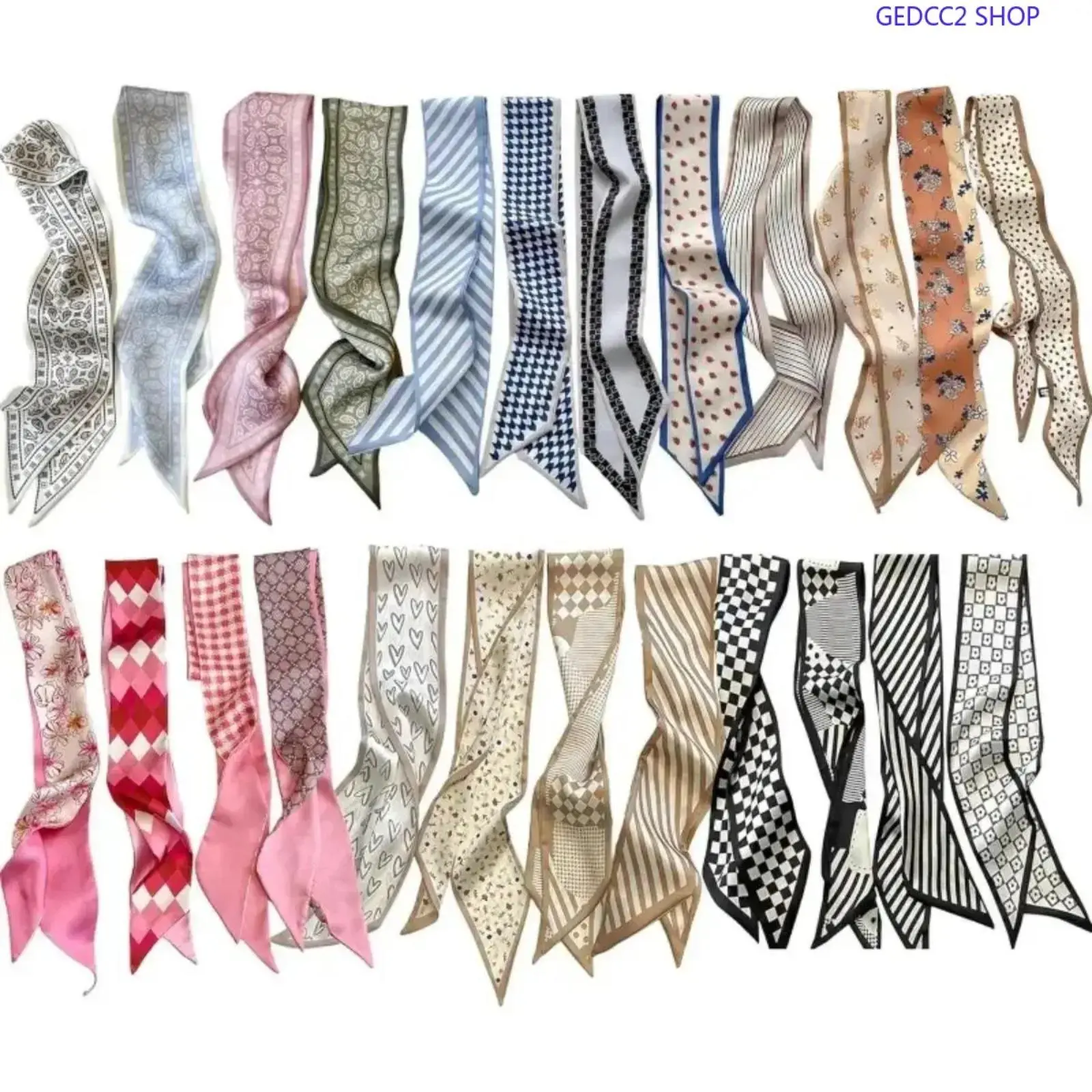 Coquette Hair Ribbon Set for Women, Vintage Silk-Like Scarf Tie Accessories, Elegant Hair Bow and Handbag Decoration for Daily Wear & Gifts