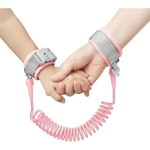 Anti Lost Wrist Link, Toddler Harness Walking Leash Safety Child Wristband Leashes for Babies Kids -Pink
