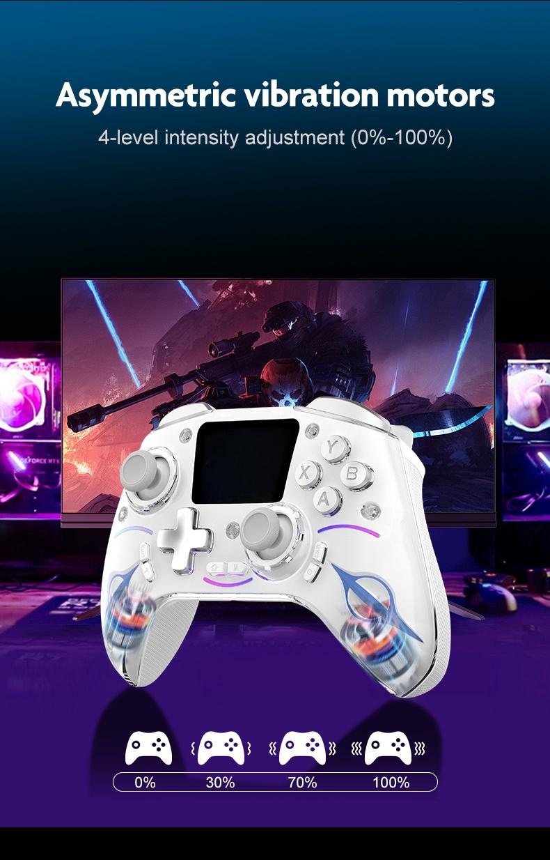 New Smart Large Screen Game Controller, Wireless Gaming Controller, Wireless Hall Effect Joysticks, Multi-Platform Dual Hall Sensor PC/switch/iOS/android/ps4, RGB Lights