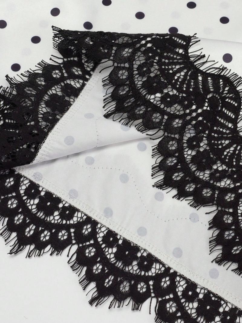 Women's Polka Dot Patchwork Colorblock Elegant Party Fabric Lace Trim Skirt, Vacation Beach Autumn Winter Fashion