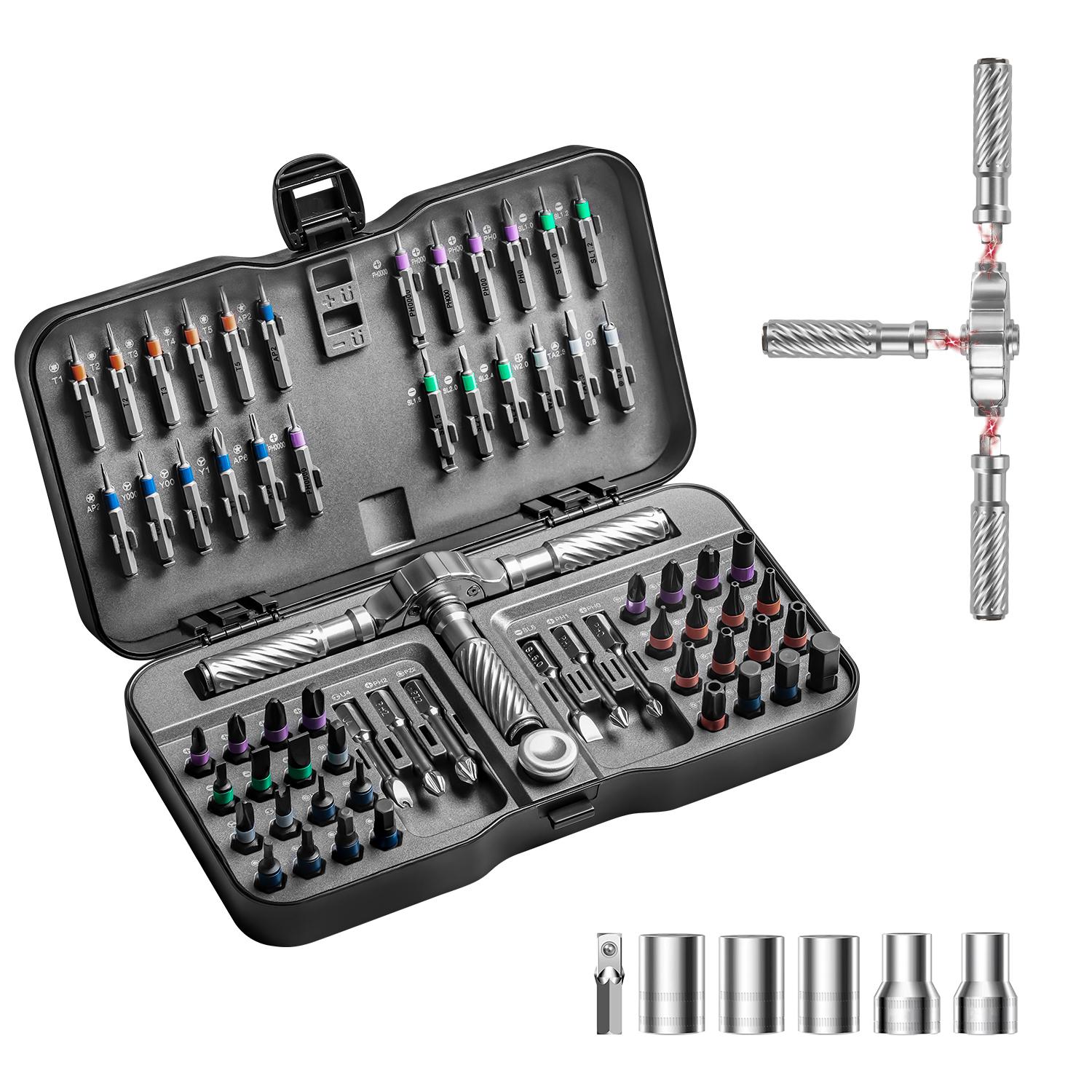 Advanced Ratchet Screwdriver Set, 24/40/66/100-In-1 Magnetic Drill Bits, Home Repair Tool Kit, Replaceable Screwdriver Bits, Detachable T-Type Handle, Furniture, Bike, Computer Maintenance #GLOBAL PICKS