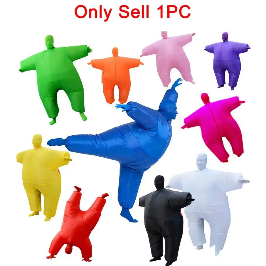 Multi-Color Inflatable Sumo Fat Suit, Randomly Sent, Extra Large Belly Halloween Costume, Fits 155-190cm, Perfect for Party Pranks