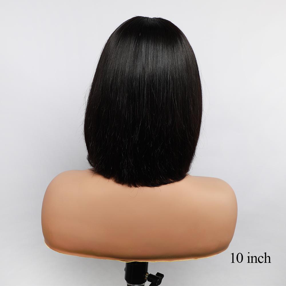 VIPbeauty Straight V Part Bob Wig Human Hair Glueless No Leave Out Upgraded U Part Wig For Women 10-16 Inch Short Human Hair Brazilian Raw Hair 1B Natural Black Color 150%
